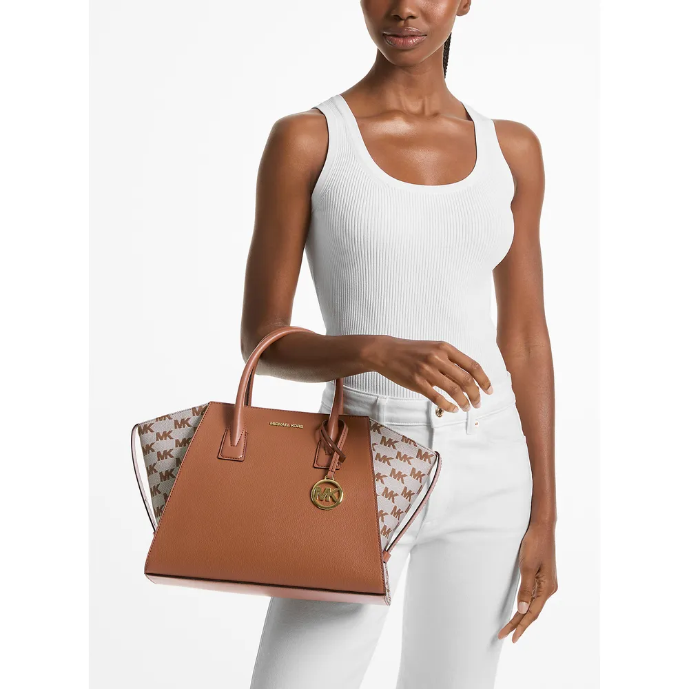 Michael Kors Bolso satchel grande Avril de piel y jacquard | Luggage