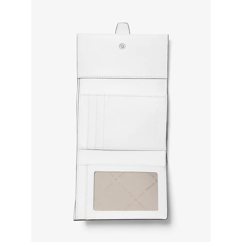 Michael Kors Cartera mediana de cuero Greenwich con tres pliegues | Optic White