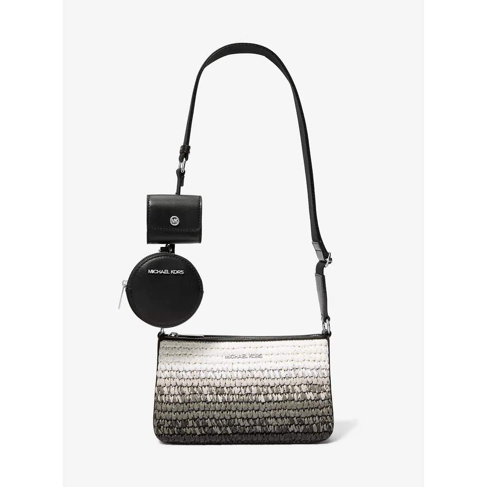 Michael Kors Bolso bandolera Jet Set de paja con funda para Airpods Pro | Negro