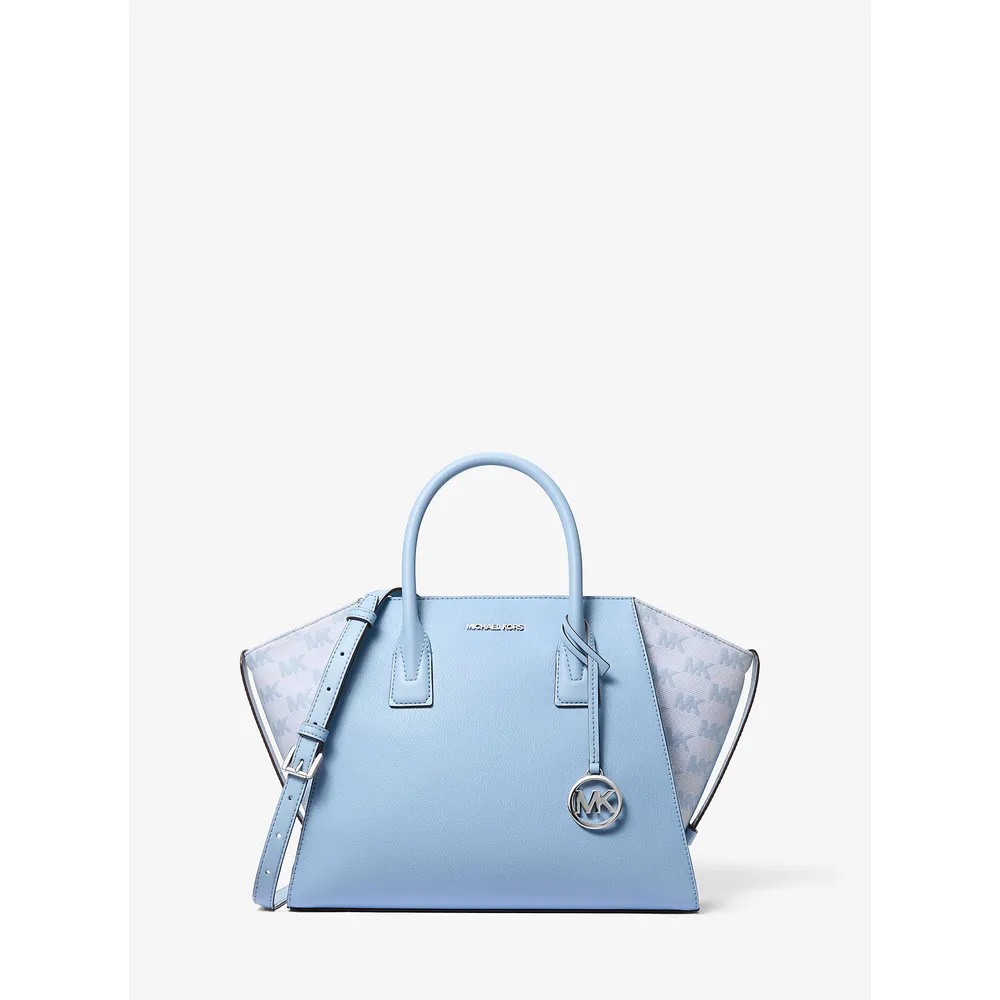 Michael Kors Bolso satchel Avril de piel y jacquard con logotipo | Cielo claro