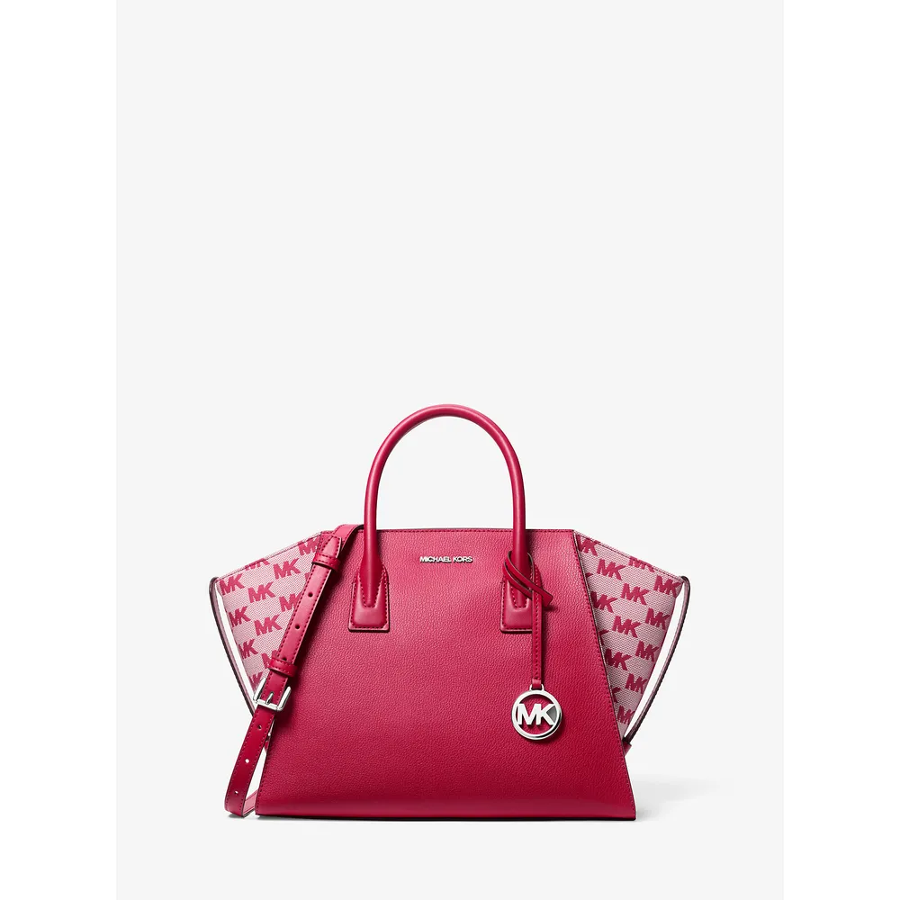 Michael Kors Bolso satchel Avril de piel y jacquard | Dk Raspberry