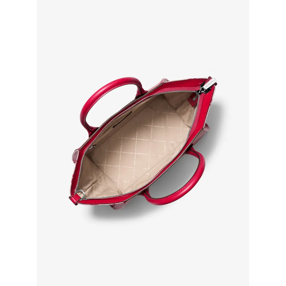 Michael Kors Bolso satchel Avril de piel y jacquard | Dk Raspberry