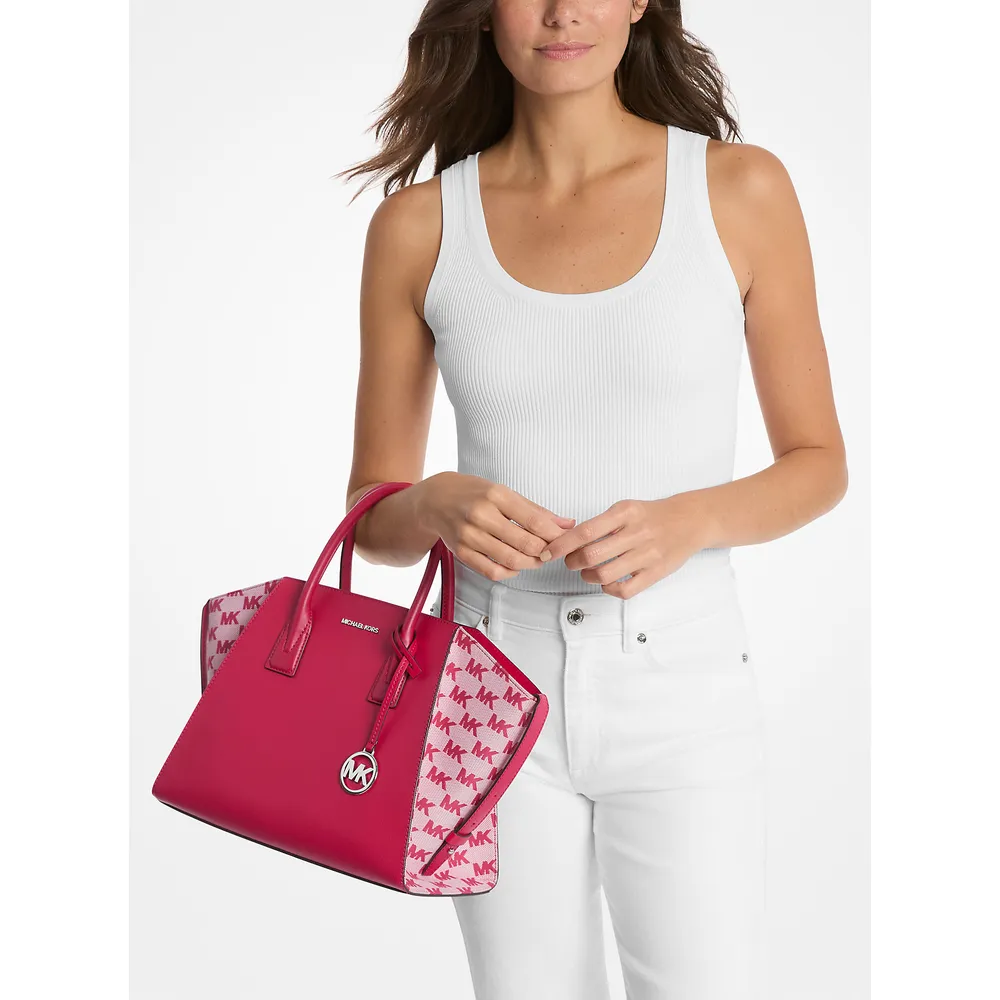 Michael Kors Bolso satchel Avril de piel y jacquard | Dk Raspberry