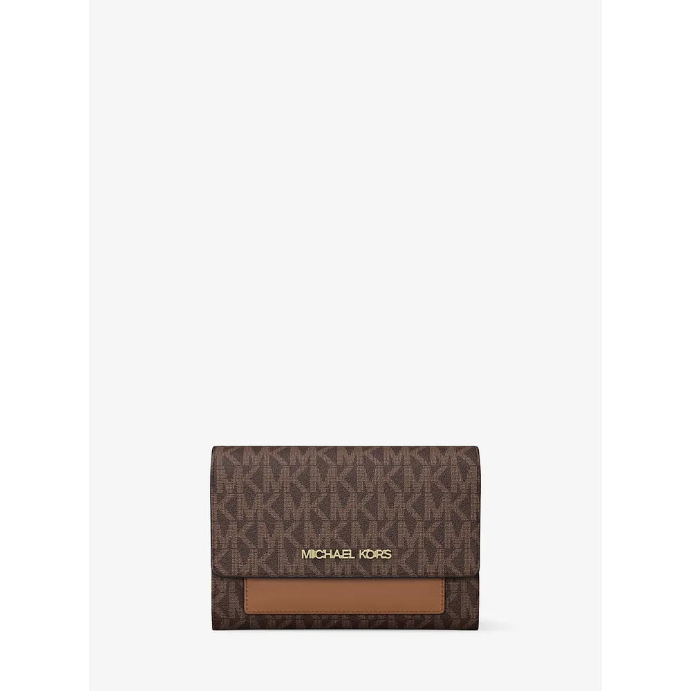 Michael Kors Cartera 2 en 1 con el logotipo de Jet Set Signature | Marrón