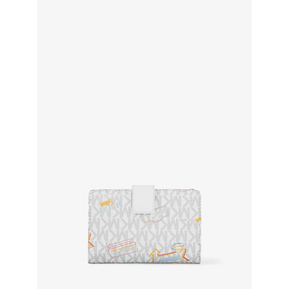 Michael Kors Cartera plegable impreso de Jet Set | Optic White