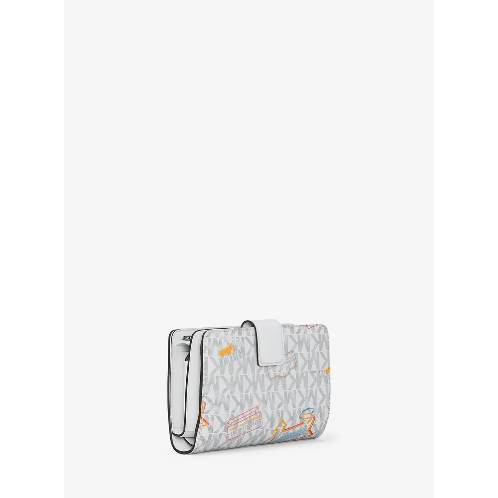 Michael Kors Cartera plegable impreso de Jet Set | Optic White