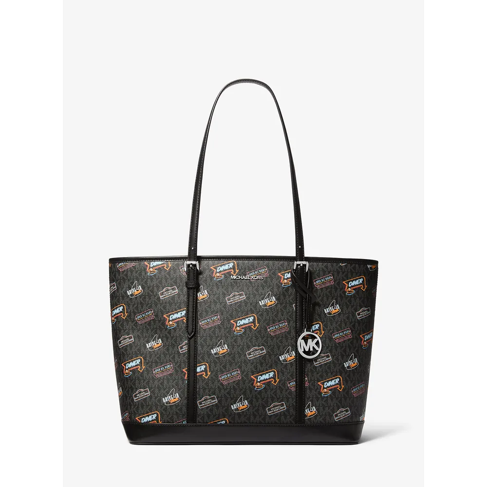 Michael Kors Bolso tote con el logotipo de la firma impreso de Jet Set | Negro