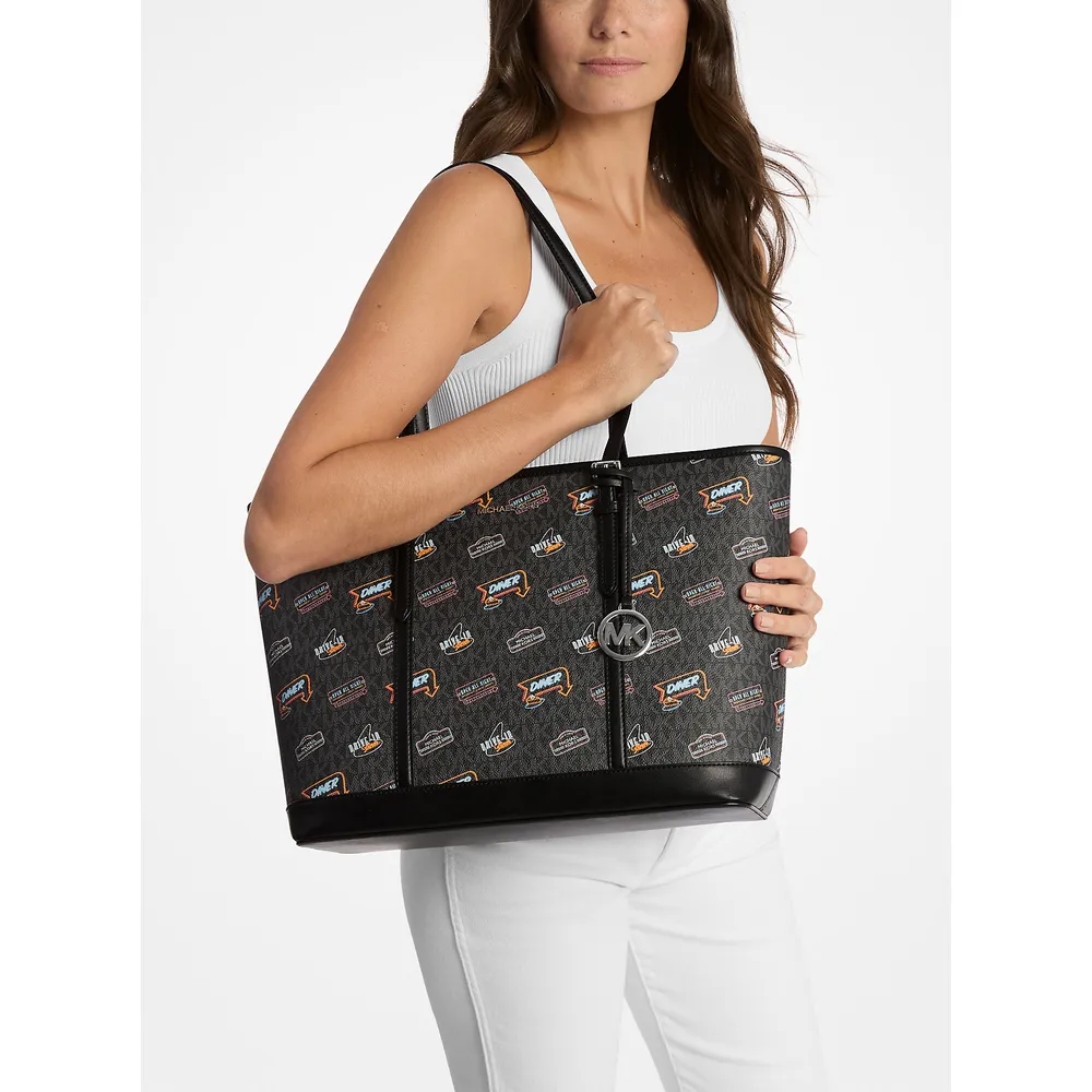Michael Kors Bolso tote con el logotipo de la firma impreso de Jet Set | Negro