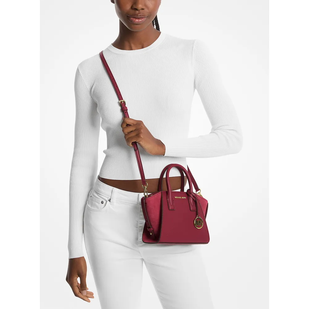 Michael Kors Bolso bandolera Avril de piel y ante | Cereza