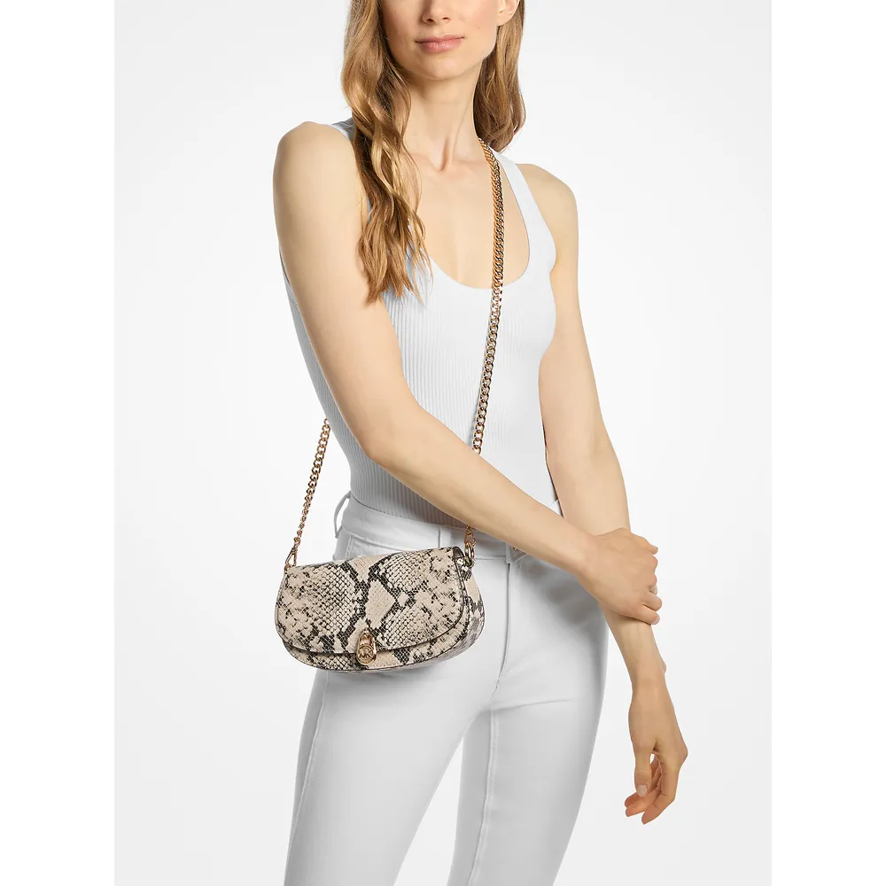 Michael Kors Bolso bandolera Mila con relieve de serpiente | Natural