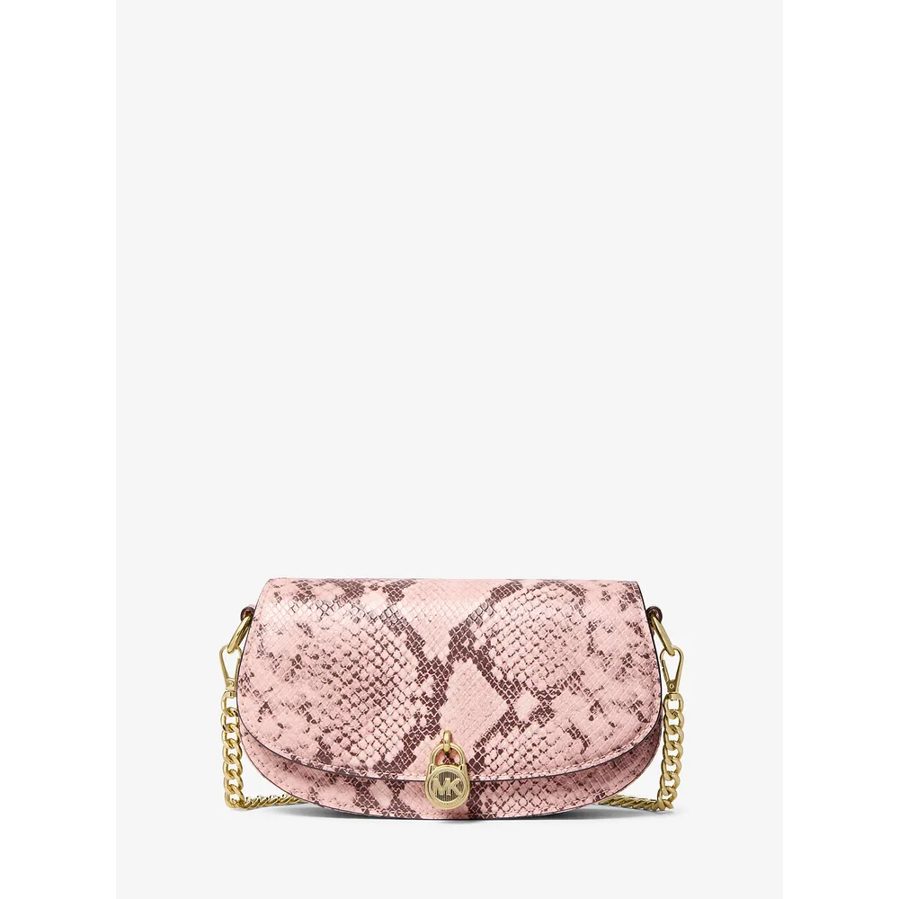 Michael Kors Bolso bandolera Mila con relieve de serpiente | Powder Blush