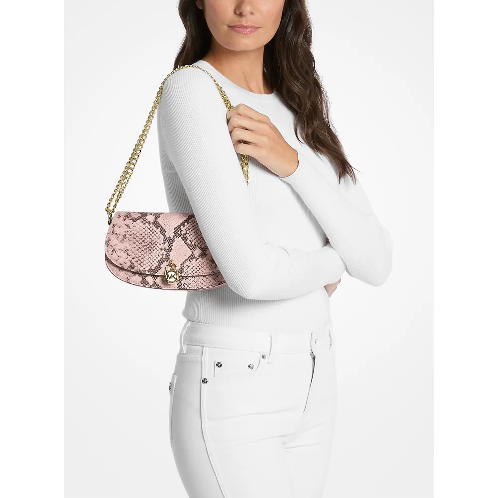 Michael Kors Bolso bandolera Mila con relieve de serpiente | Powder Blush