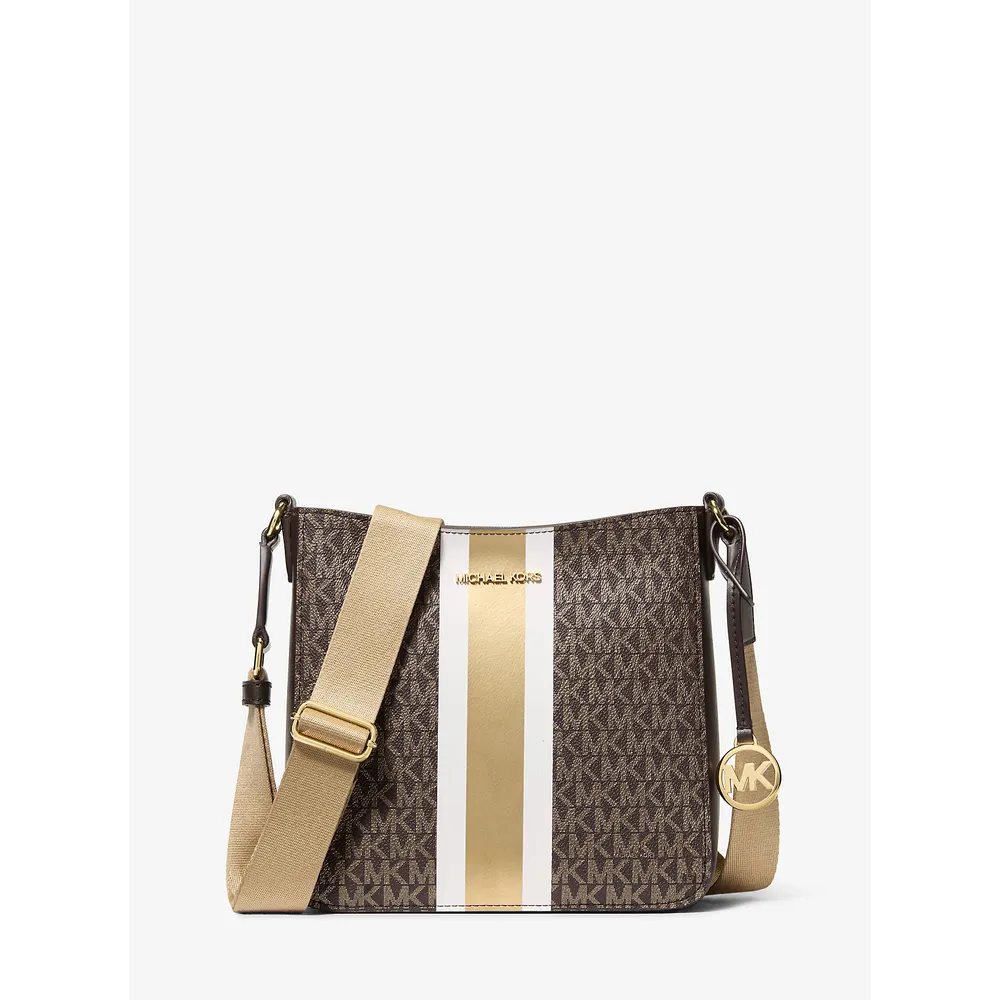 Michael Kors Bolso Jet Set Small Signature con rayas y logotipo | Marrón