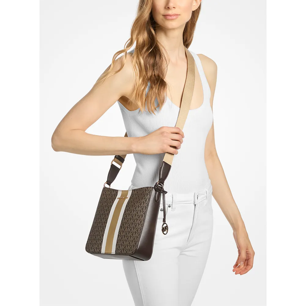 Michael Kors Bolso Jet Set Small Signature con rayas y logotipo | Marrón