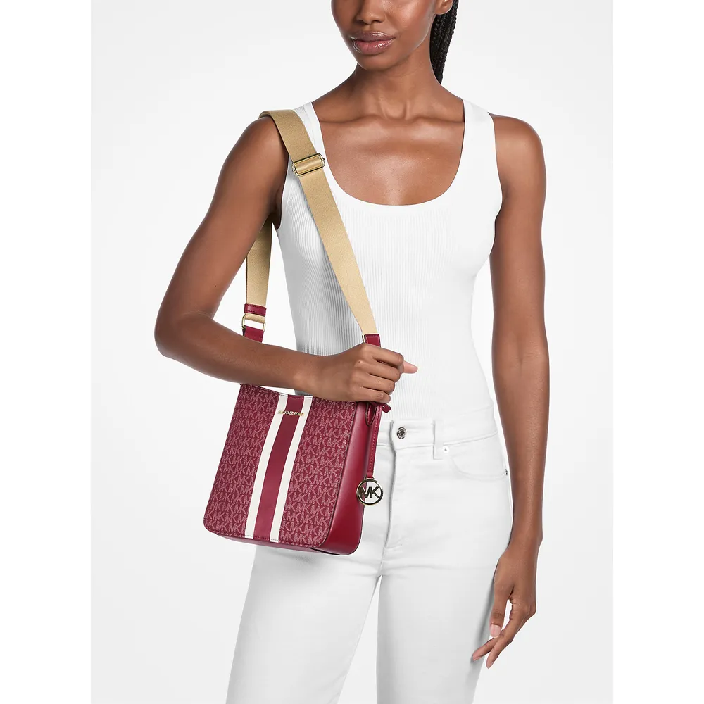 Michael Kors Bolso Jet Set Small Signature con rayas y logotipo | Cereza