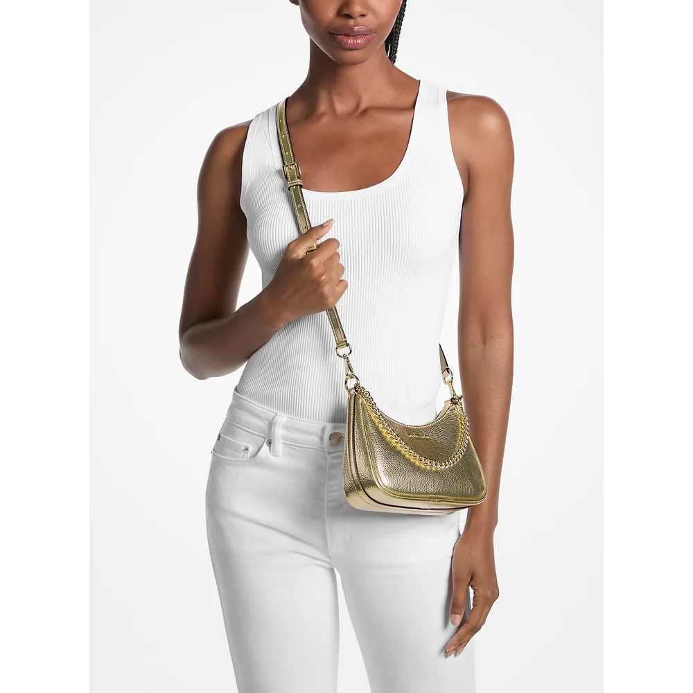 Michael Kors Bolso bandolera convertible metálico Jet Set Travel | Oro pálido