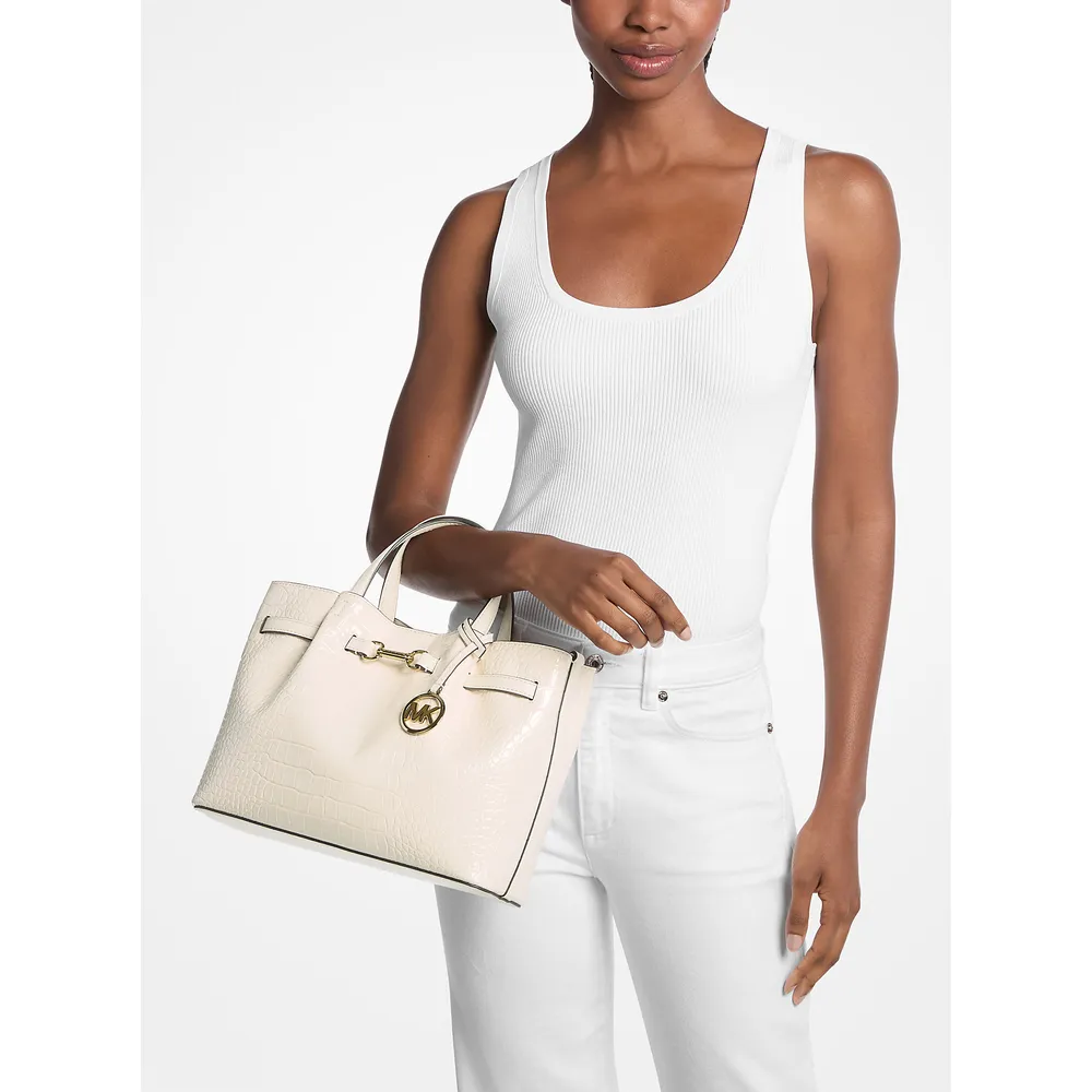 Michael Kors Cartera Carson con relieve de cocodrilo | Lt Cream