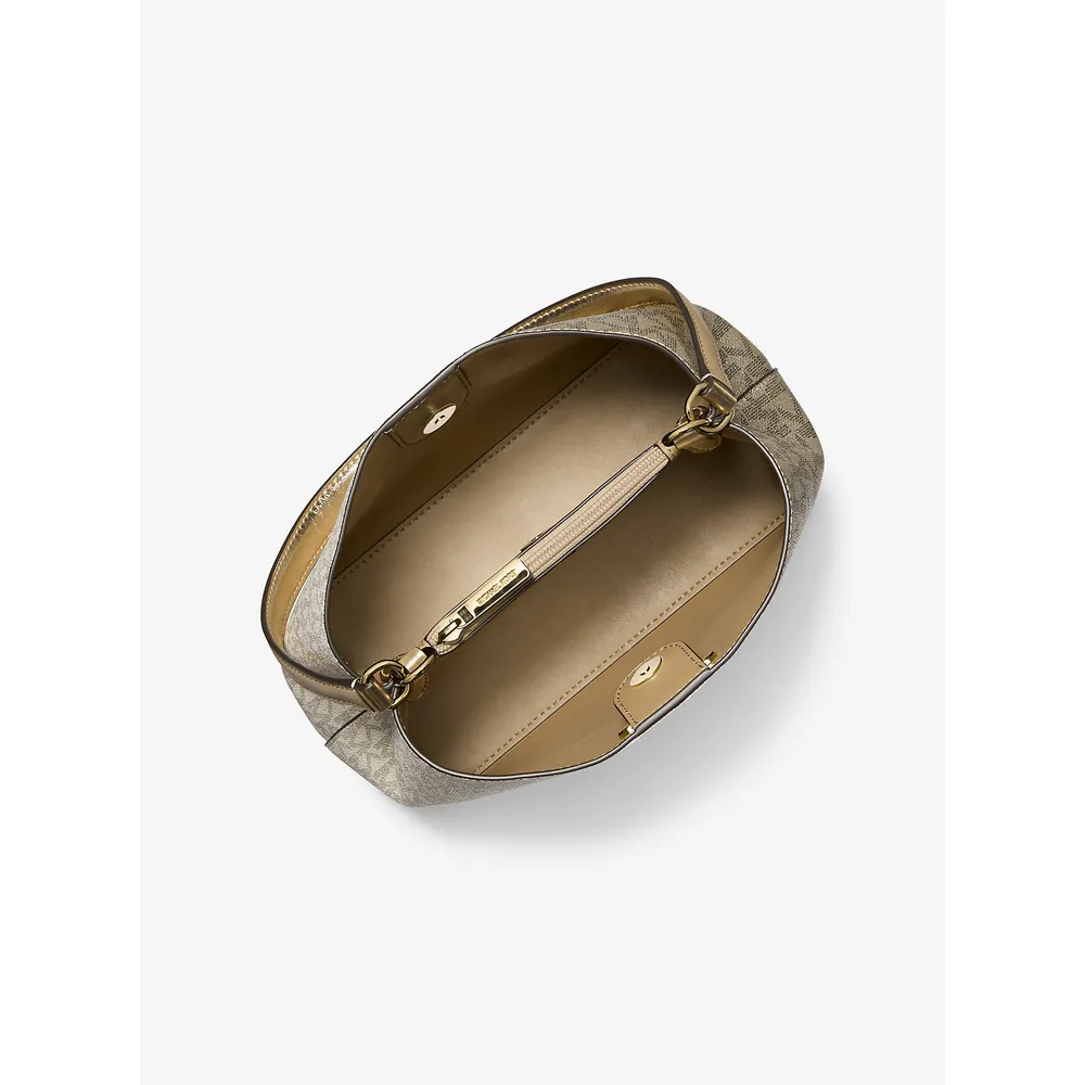 Michael Kors Bolso Pratt con logotipo de la firma metálicos | Oro pálido