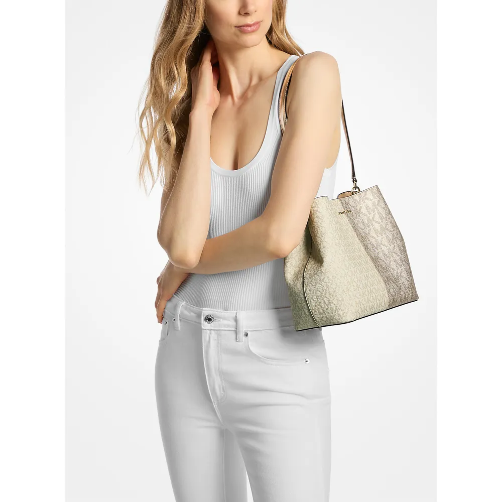 Michael Kors Bolso Pratt con logotipo de la firma metálicos | Oro pálido