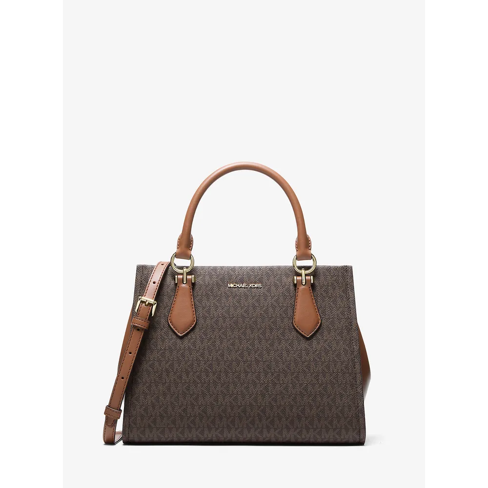 Michael Kors Bolso satchel con logotipo de la firma Marilyn | Marrón