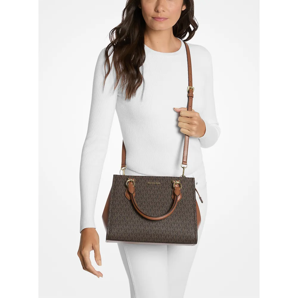 Michael Kors Bolso satchel con logotipo de la firma Marilyn | Marrón