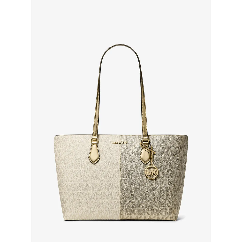 Michael Kors Bolso tote Sheila metalizado con logotipo de la firma | Oro pálido