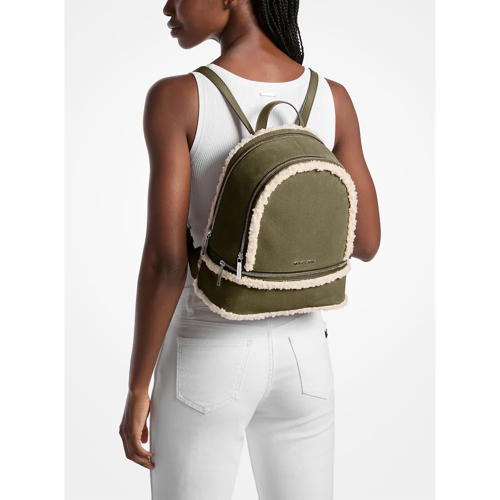 Michael Kors Mochila Rhea de ante y borrego sintético | Aceituna
