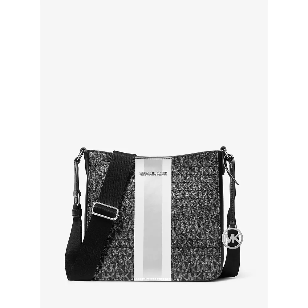 Michael Kors Bolso bandolera Jet Set Signature con rayas | Negro