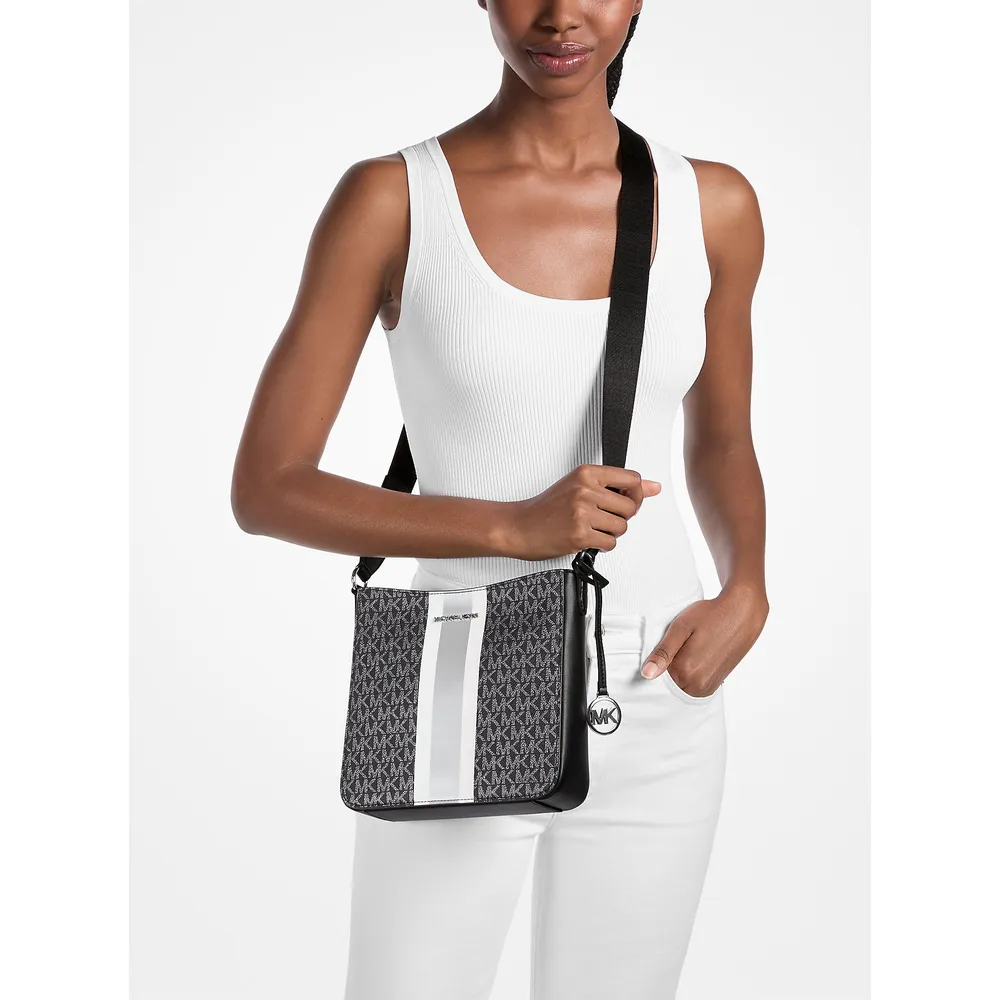 Michael Kors Bolso bandolera Jet Set Signature con rayas | Negro