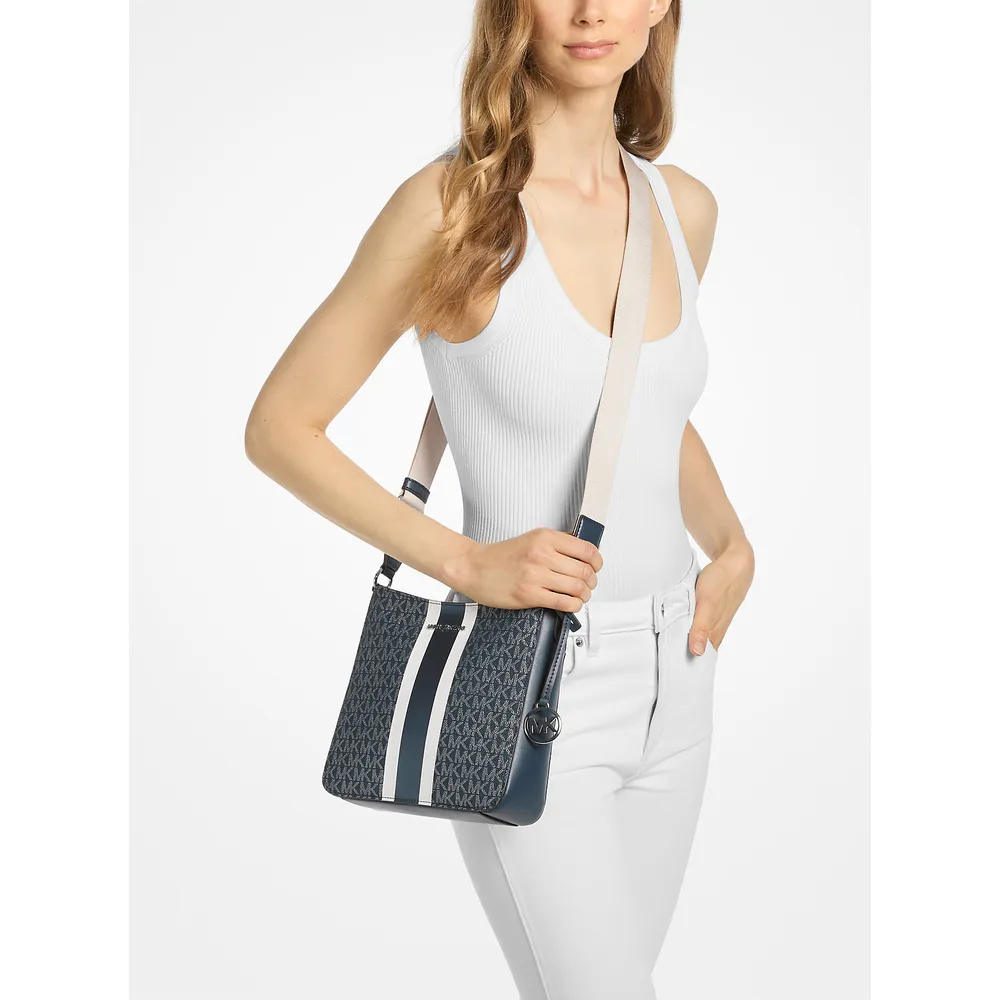 Michael Kors Bolso bandolera Jet Set Signature con rayas | Navy