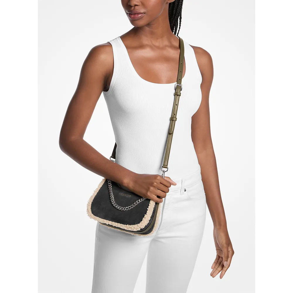 Michael Kors Bolso bandolera convertible Jet Set borrego sintético | Negro