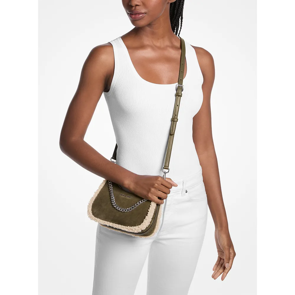 Michael Kors Bolso bandolera convertible Jet Set borrego sintético | Aceituna