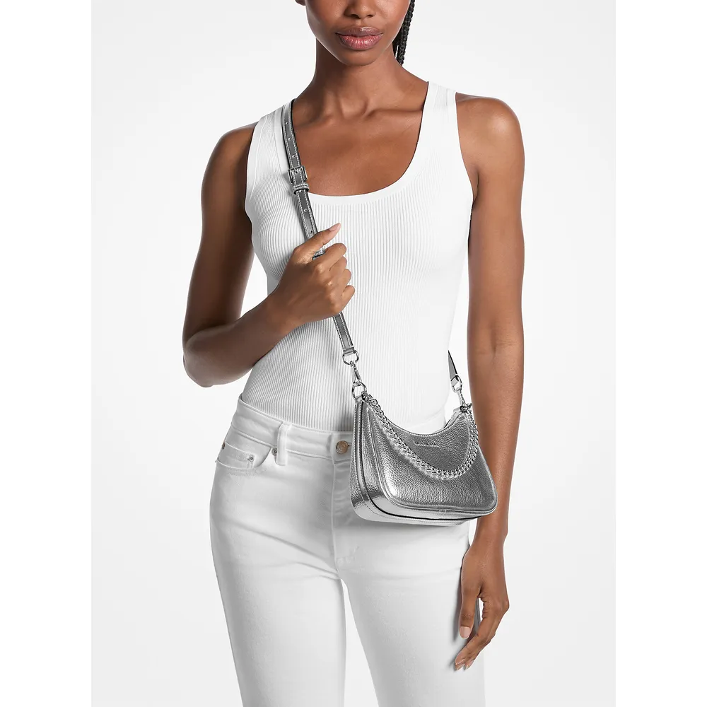 Michael Kors Bolso bandolera convertible metálico Jet Set Travel | Plata