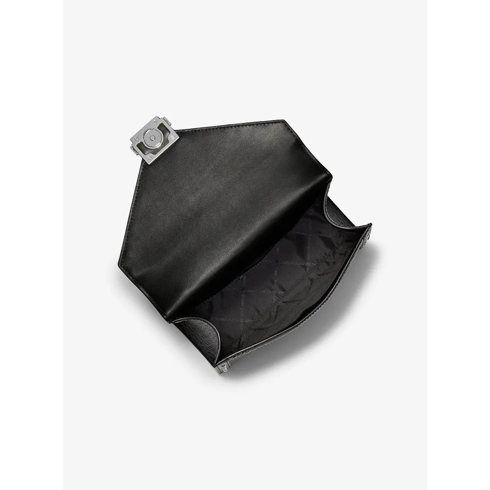 mk785381284_1_webp.webp Michael Kors Bolso Whitney de pelo de becerro con estampado de leopardo | Negro
