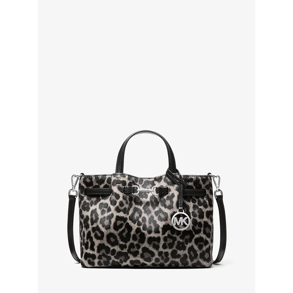Michael Kors Bolso Carson de pelo de becerro con estampado de leopardo | Negro