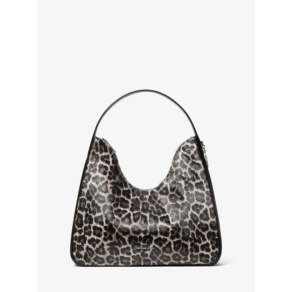 Michael Kors Bolso hobo Nayla con estampado de leopardo | Negro