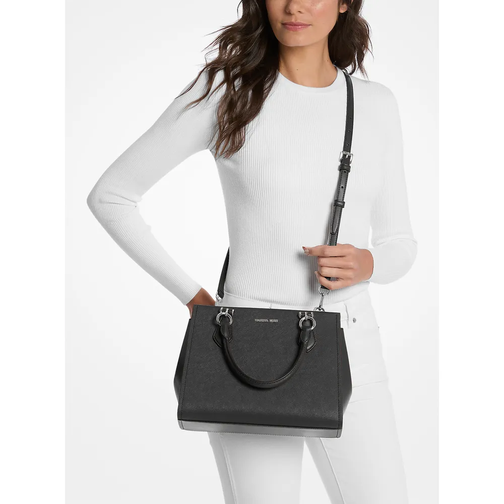 Michael Kors Bolso satchel Bolso de piel saffiano Marilyn | Negro