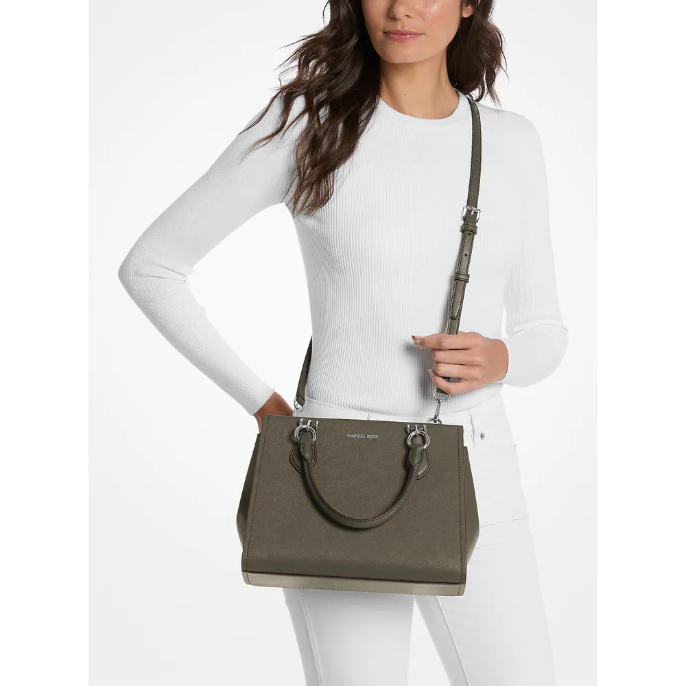 Michael Kors Bolso satchel Bolso de piel saffiano Marilyn | Aceituna