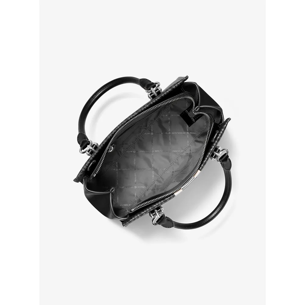 Michael Kors Bolso satchel Bolso con rayas y logo de la firma Marilyn | Negro