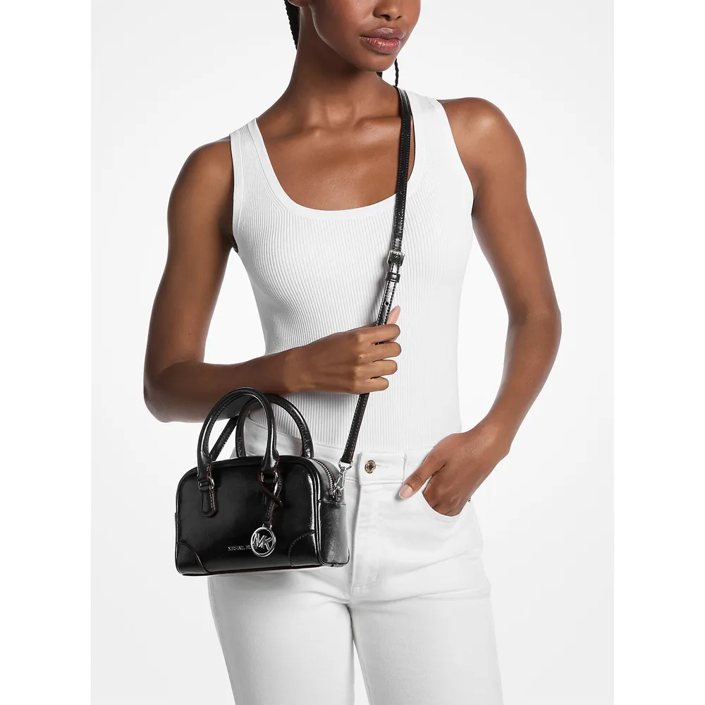mk785381539_2_webp.webp Michael Kors Bolso satchel convertible Thompson con efecto desgastado | Negro