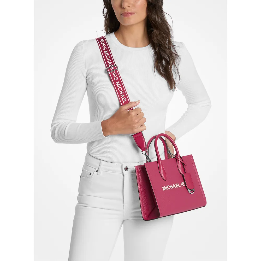 mk785381562_3_webp.webp Michael Kors Bolso bandolera convertible Mirella piel granulada | Dk Raspberry