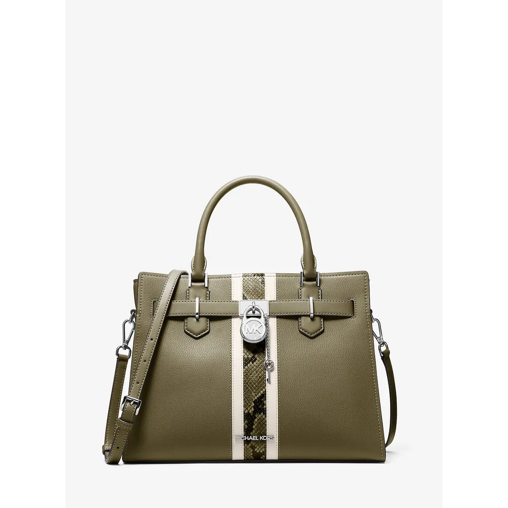Michael Kors Bolso satchel Bolso de piel con relieve de serpiente | Aceituna