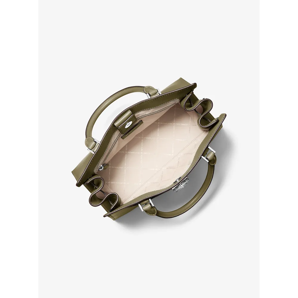 Michael Kors Bolso satchel Bolso de piel con relieve de serpiente | Aceituna