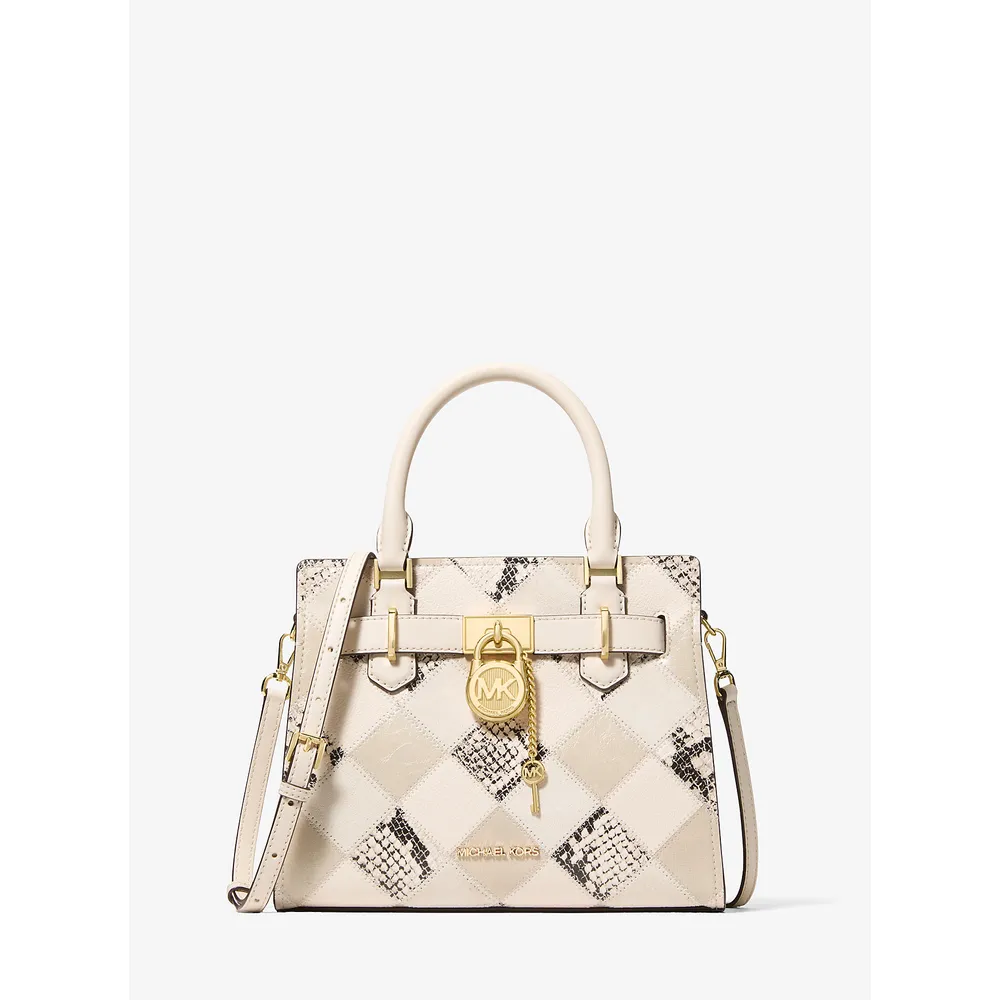 mk785384304_0_webp.webp Michael Kors Bolso satchel Hamilton con diseño de patchwork | Natural