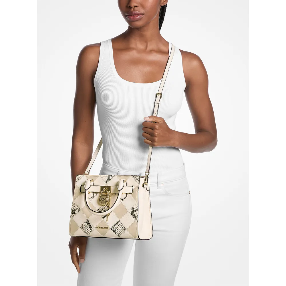 mk785384304_2_webp.webp Michael Kors Bolso satchel Hamilton con diseño de patchwork | Natural