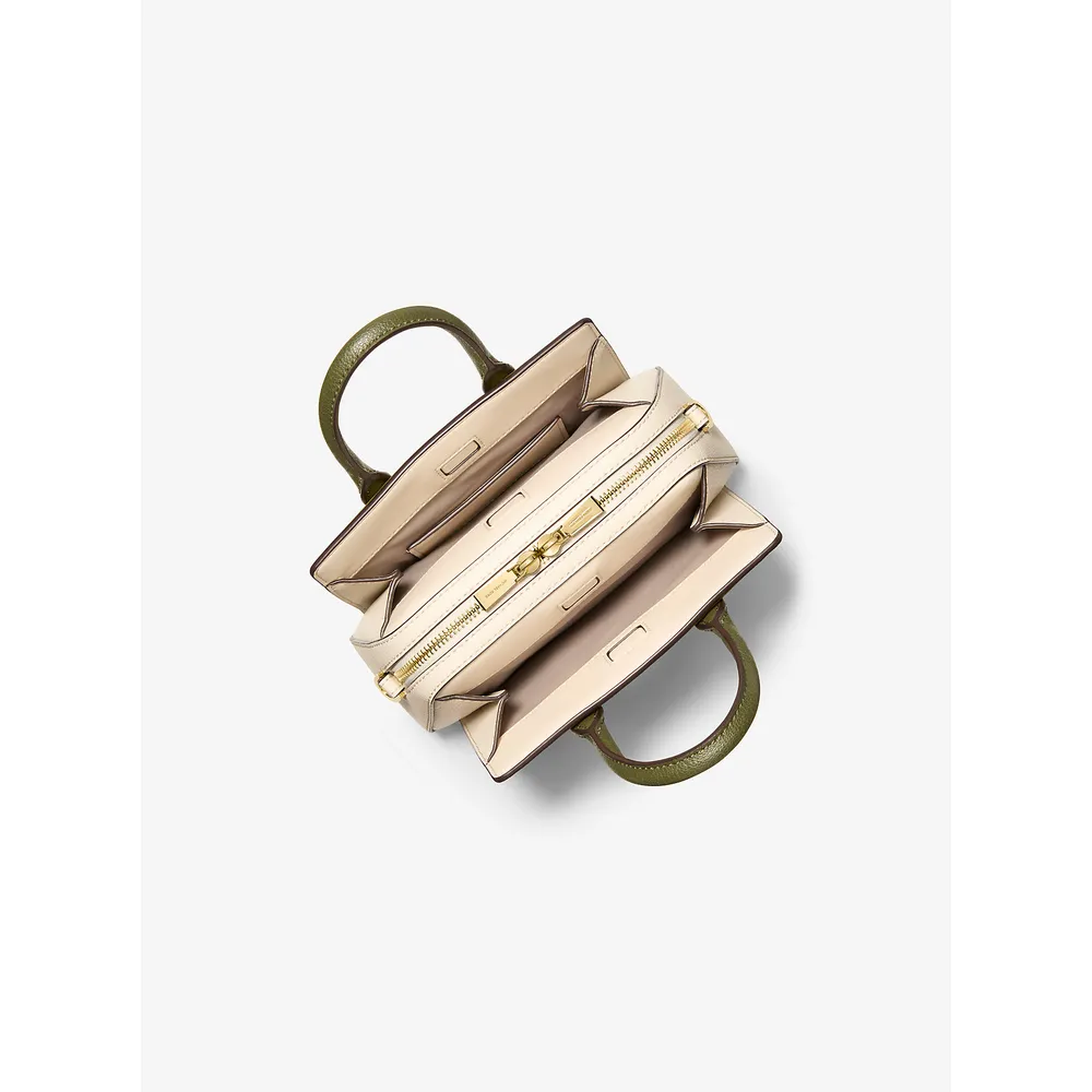 mk785398206_1_webp.webp Michael Kors Bolso bandolera Laila de piel granulada | Pstachio Mlt