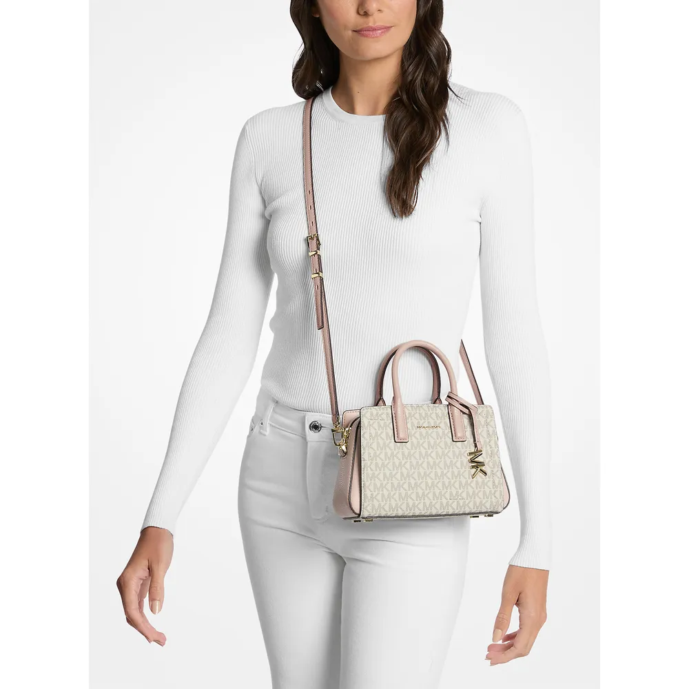 Michael Kors Bolso bandolera Laila de la firma | Vainilla/Rosa suave