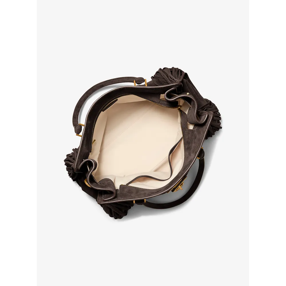 Michael Kors Bolso satchel' de ante con flecos Hamilton Moderne | Chocolate