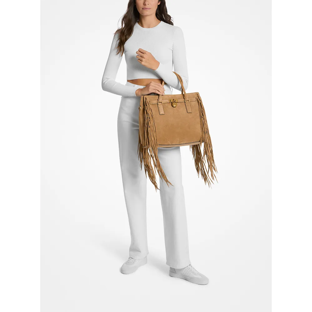 Michael Kors Bolso satchel de ante con flecos Hamilton Moderne' | Husk