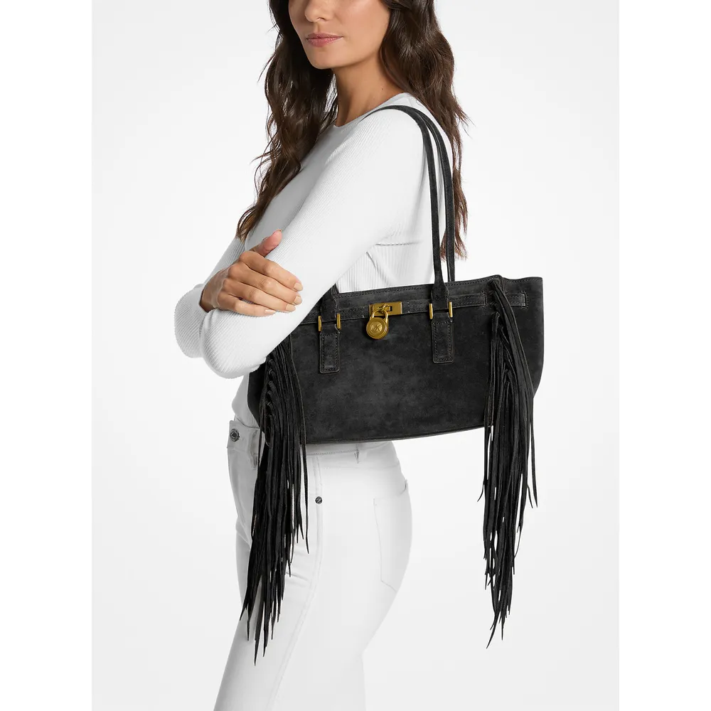 mk785398870_2_webp.webp Michael Kors Bolso satchel de ante con flecos Hamilton Moderne | Negro